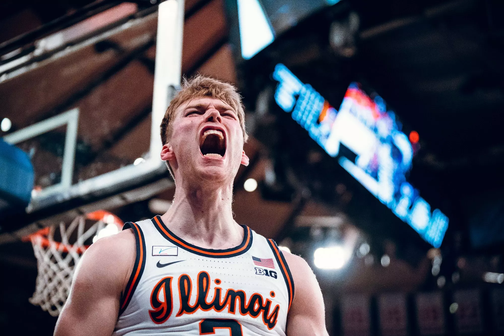 New York City, NY - December 05, 2023 - Illinois Guard/Forward Marcus Domask (#3) during the game between the Florida Atlantic Owls and the Illinois Fighting Illini at Madison Square Garden in New York City, NY. Photo By Courtney Bay