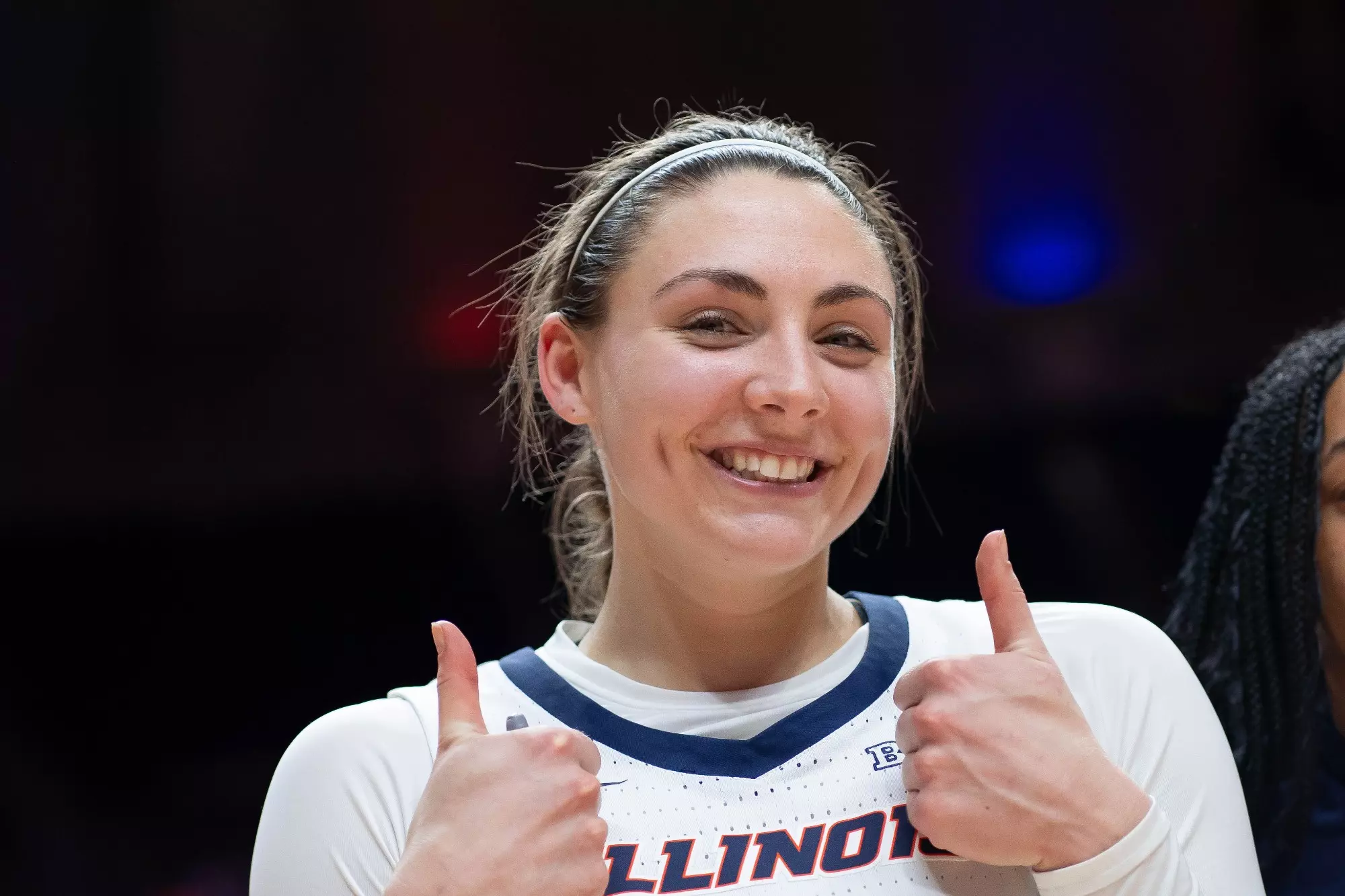 CHAMPAIGN, IL - January 17, 2024 - Illinois Forward Kendall Bostic (#44) after the game between the Rutgers Scarlet Knights and the Illinois Fighting Illini at State Farm Center in Champaign, IL. Photo By Madison Dabrowski
