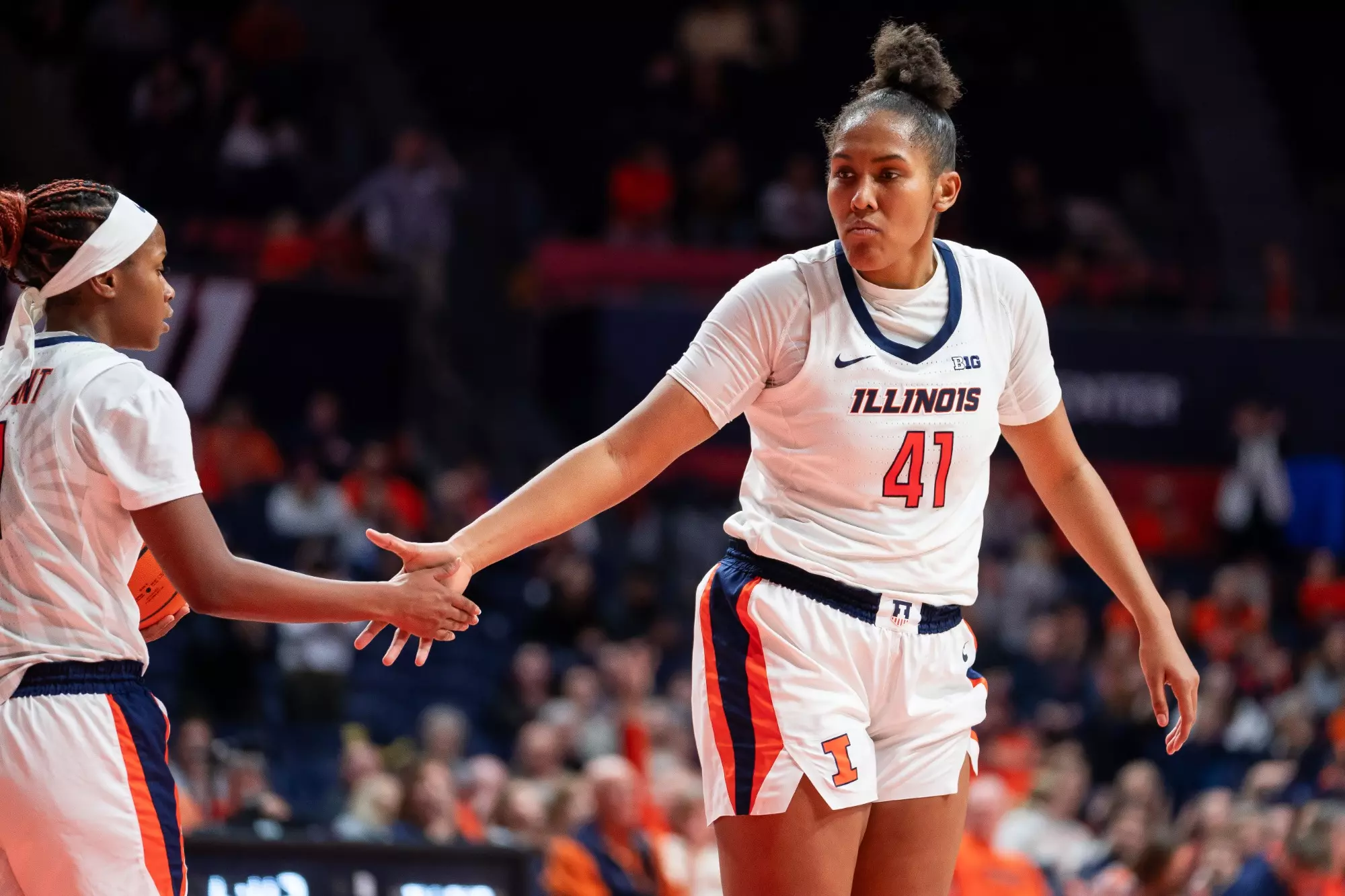CHAMPAIGN, IL - January 25, 2024 - Illinois Center Camille Hobby (#41) during the game between the Ohio State Buckeyes and the Illinois Fighting Illini at State Farm Center in Champaign, IL. Photo By Kevin Snyder