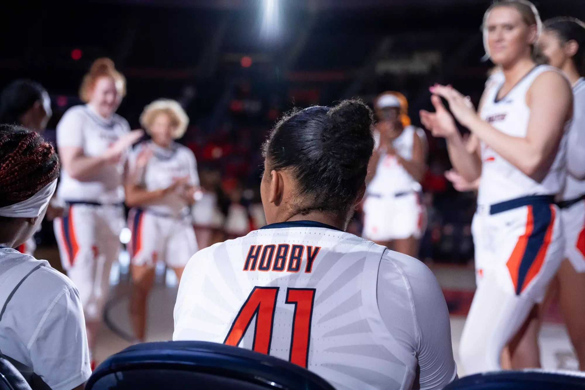CHAMPAIGN, IL - February 08, 2024 - Illinois Center Camille Hobby (#41) before the game between the Northwestern Wildcats and the Illinois Fighting Illini at State Farm Center in Champaign, IL. Photo By Madison Dabrowski