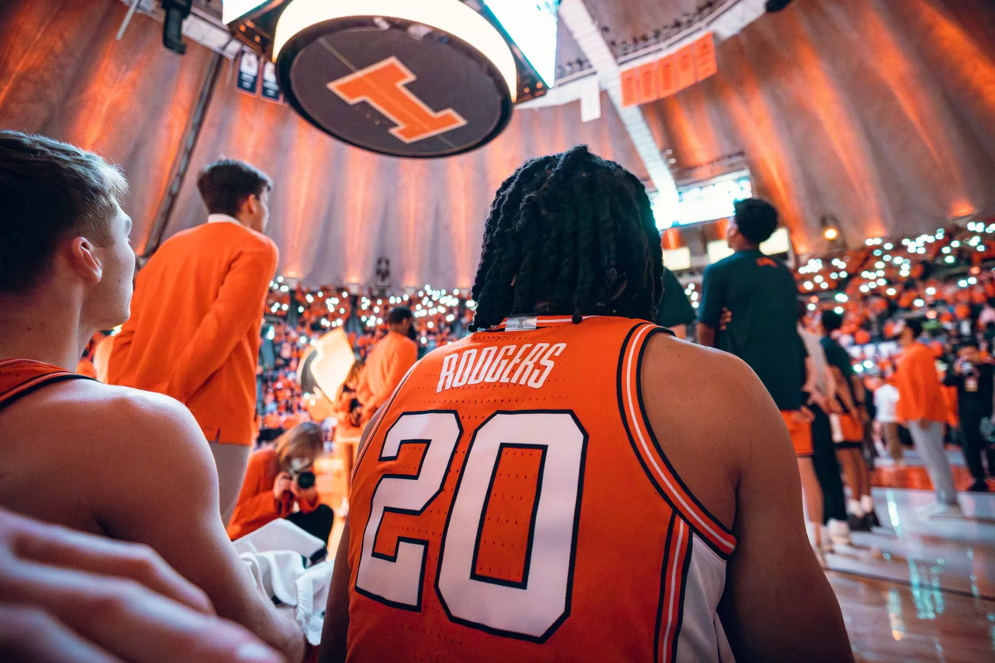 Image Taken At Illinois Fighting Illini vs. Iowa Hawkeyes Men’s Basketball Game, State Farm Center, University of Illinois, Champaign, IL, Saturday, February 24, 2024. Deep Doshi/Illinois Athletics