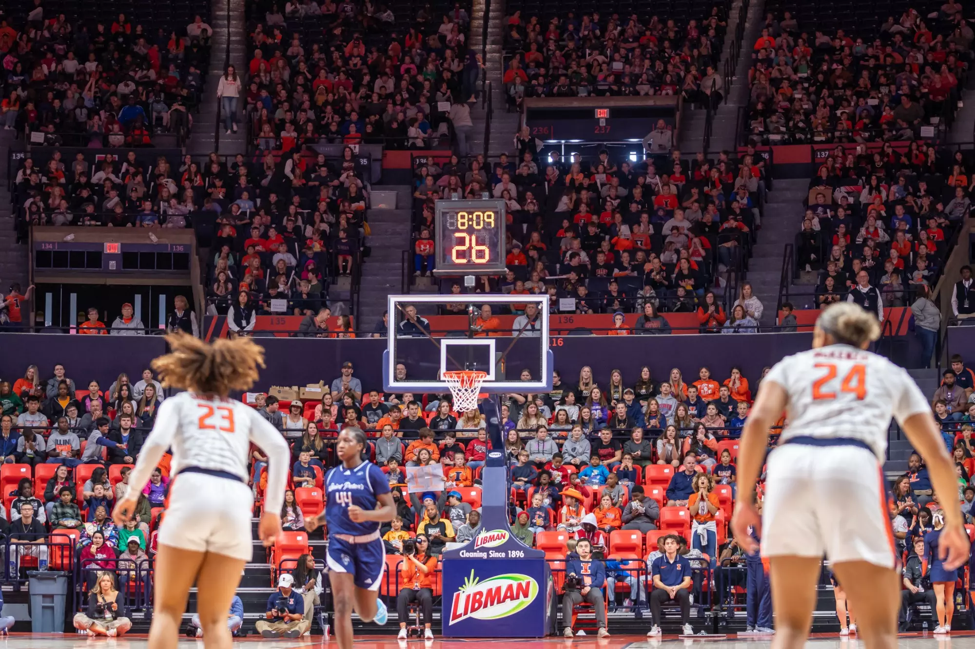 CHAMPAIGN, IL - November 15, 2023 - Illinois Fans before the game between the Saint Peters Peacocks and the Illinois Fighting Illini at State Farm Center in Champaign, IL. Photo By Kevin Snyder
