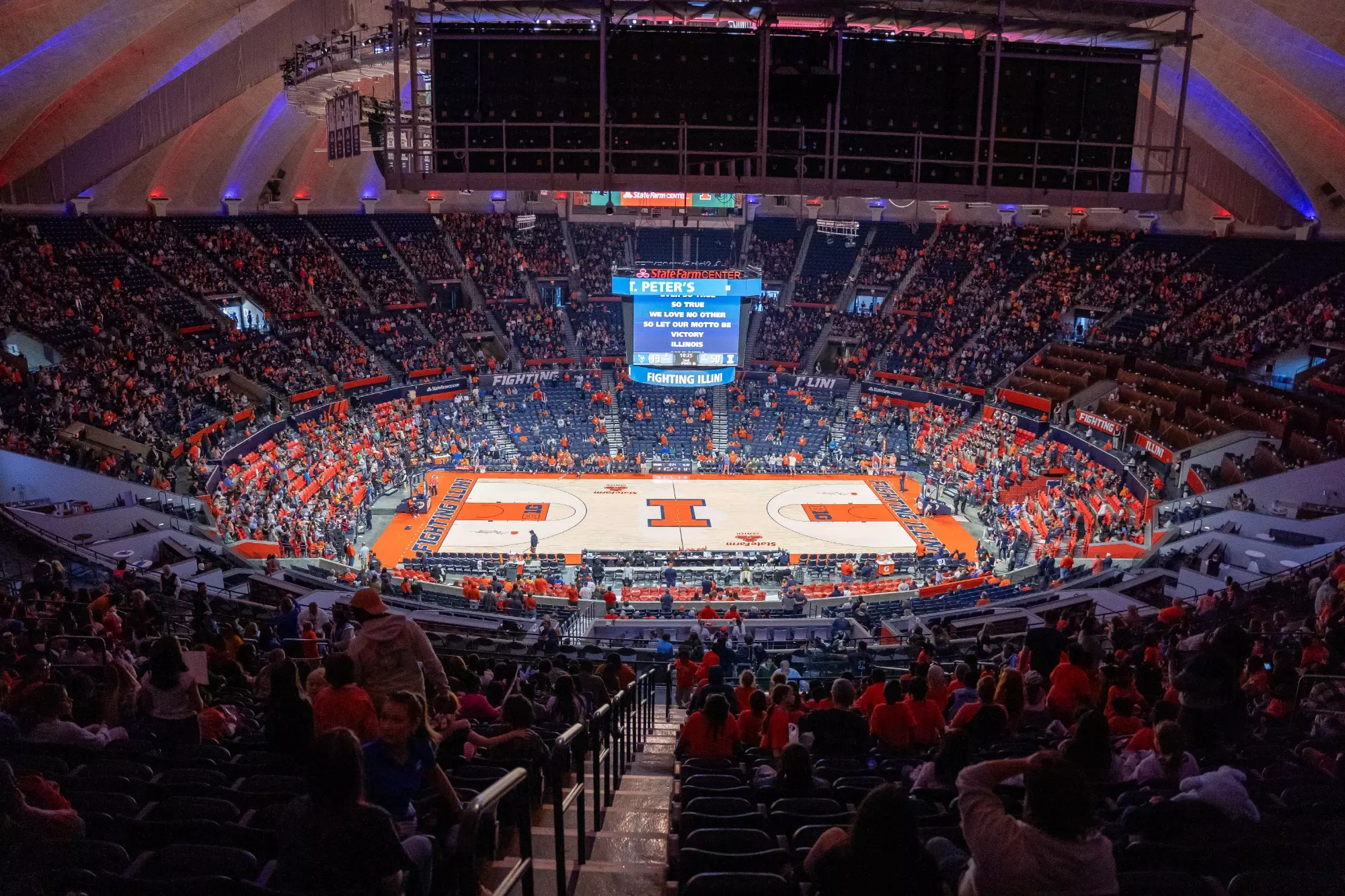 CHAMPAIGN, IL - November 15, 2023 - Illinois Fans during the game between the Saint Peters Peacocks and the Illinois Fighting Illini at State Farm Center in Champaign, IL. Photo By Madison Dabrowski