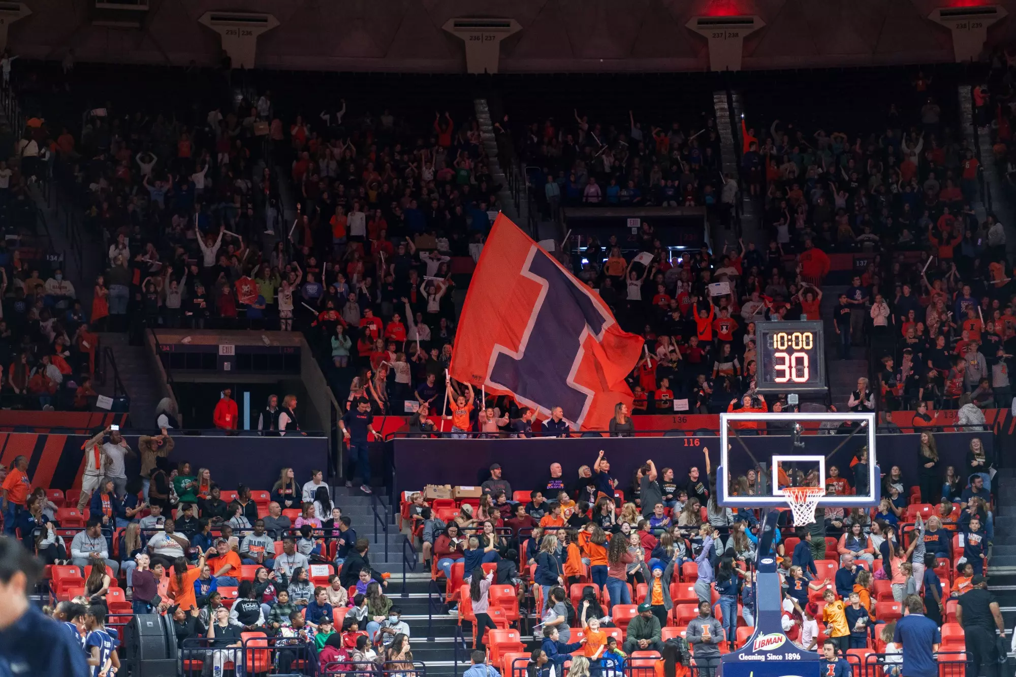 CHAMPAIGN, IL - November 15, 2023 - Illinois Fans during the game between the Saint Peters Peacocks and the Illinois Fighting Illini at State Farm Center in Champaign, IL. Photo By Madison Dabrowski