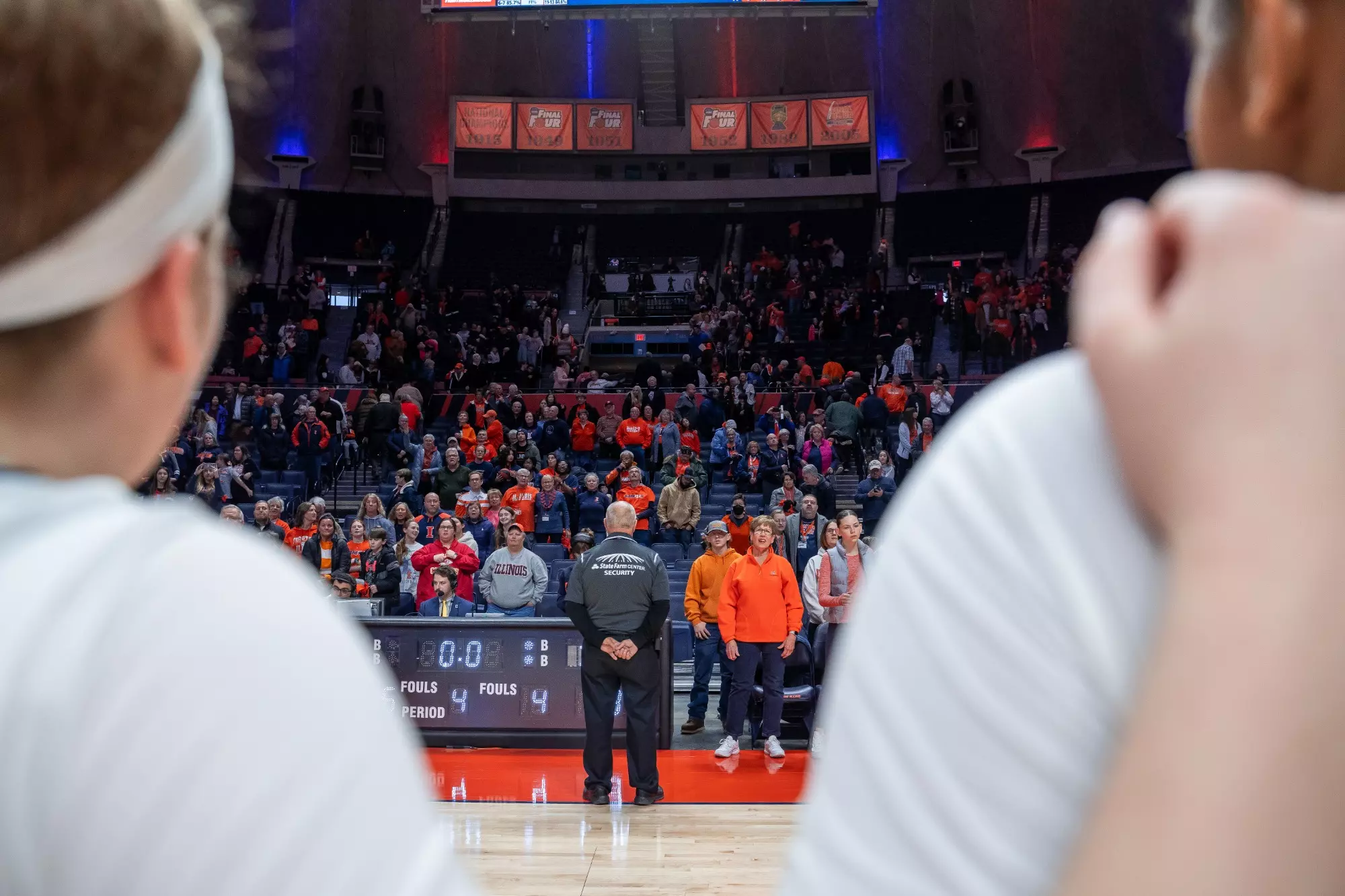 CHAMPAIGN, IL - January 28, 2024 - Illinois Fans after the game between the Minnesota Golden Gophers and the Illinois Fighting Illini at State Farm Center in Champaign, IL. Photo By Kevin Snyder