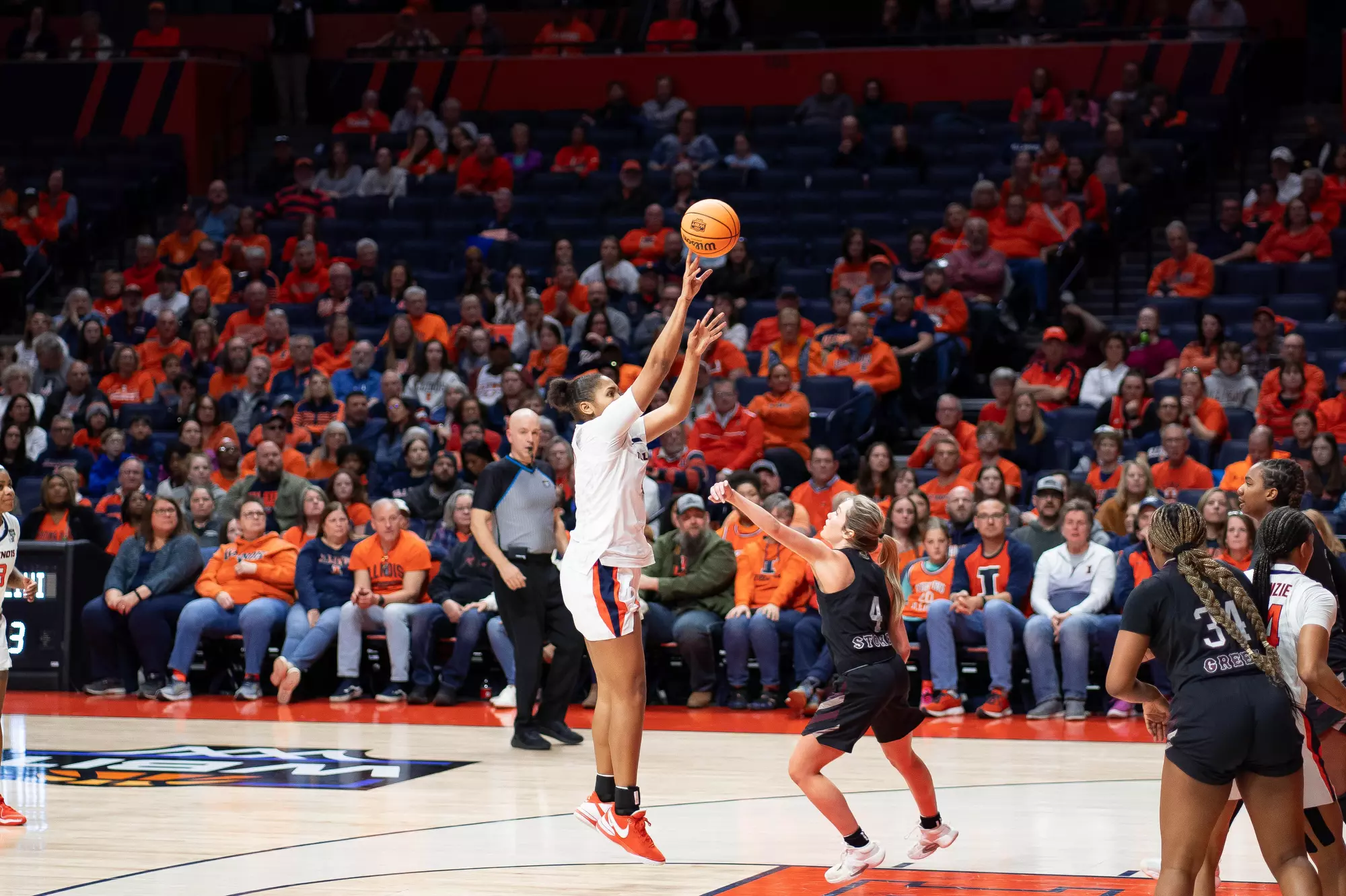 CHAMPAIGN, IL - March 21, 2024 - Photos taken during the 2024 WBIT First Round game between the Missouri State Bears and the Illinois Fighting Illini at State Farm Center in Champaign, IL. (Photo By Madison Dabrowski/Illinois Athletics)
