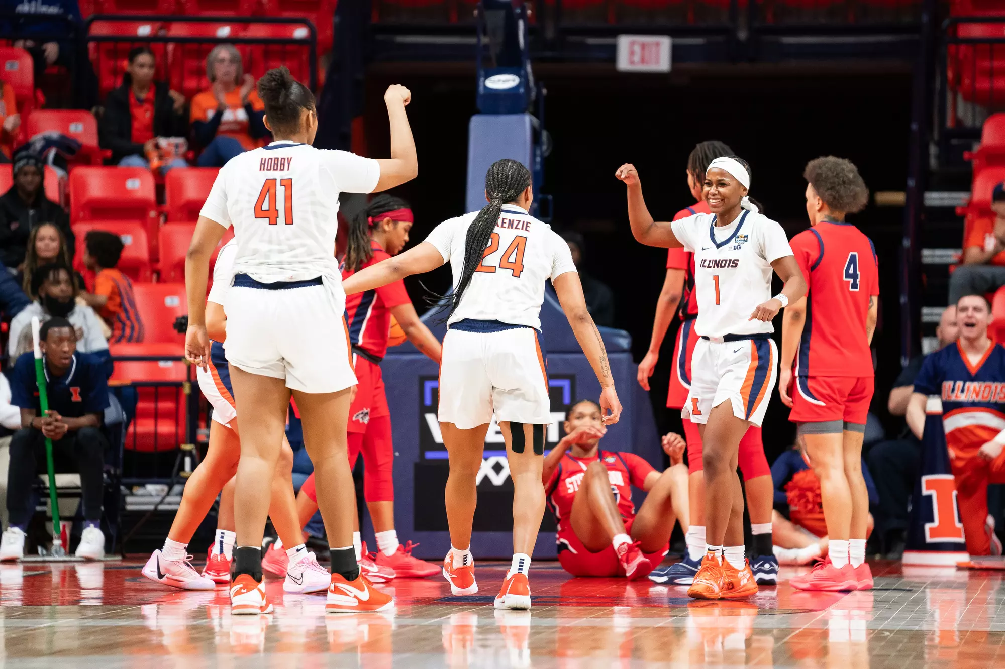 CHAMPAIGN, IL - March 24, 2024 - Photos taken during the 2024 WBIT Second Round game between the Stony Brook Seawolves and the Illinois Fighting Illini at State Farm Center in Champaign, IL. (Photo By Kevin Snyder /Illinois Athletics)