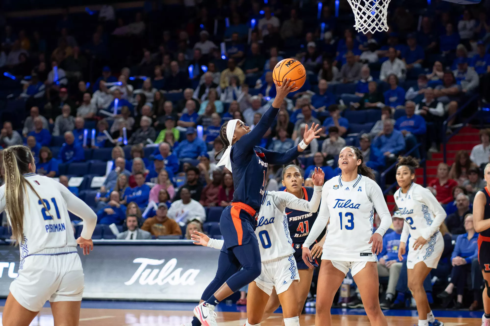Tulsa, OK - March 28, 2024 - Photos taken during the 2024 WBIT game between the Tulsa Golden Hurricanes and the Illinois Fighting Illini at The Reynolds Center in Tulsa, OK. (Photo By Madison Dabrowski/Illinois Athletics)