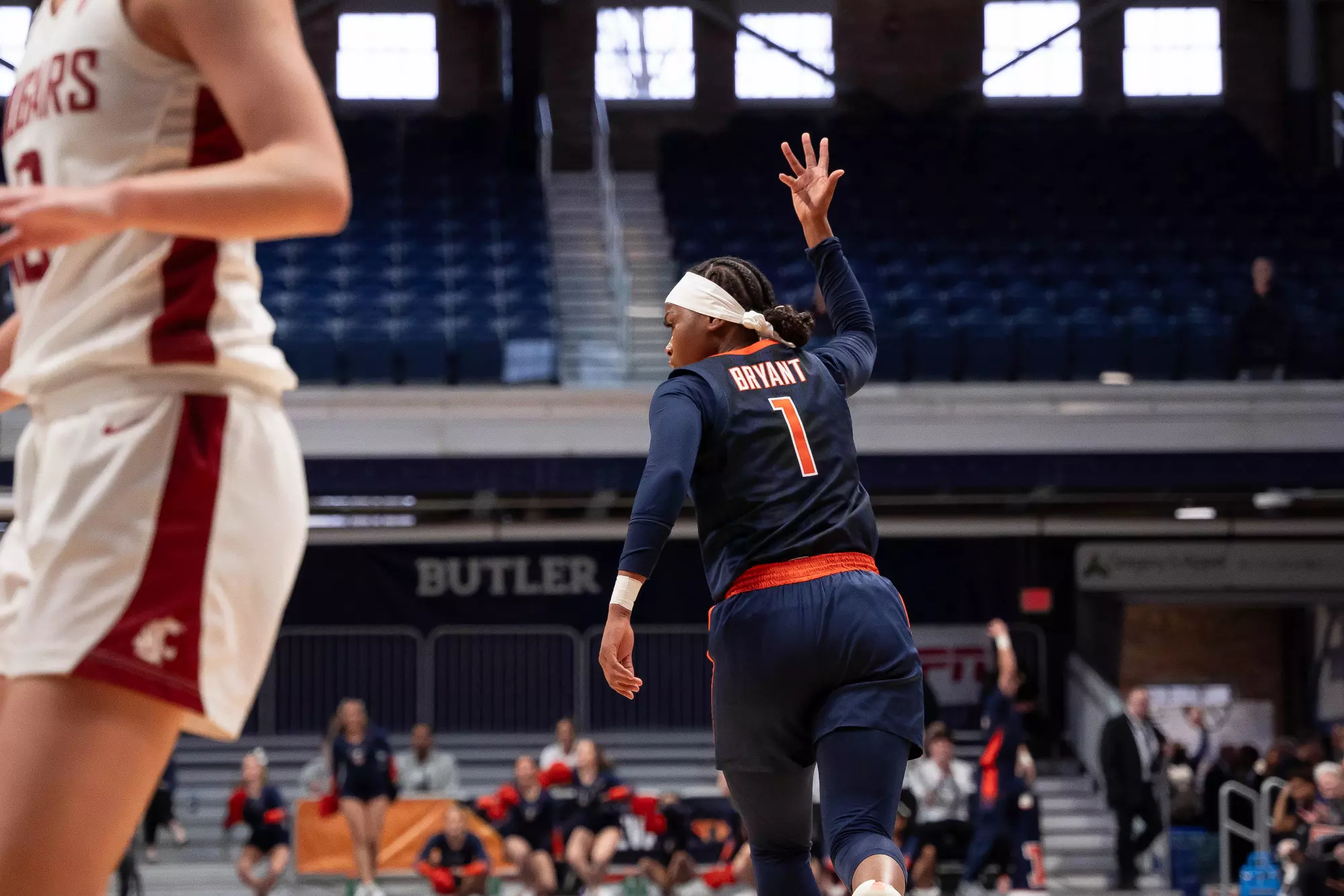 Indianapolis, IN - April 01, 2024 - Photos taken during the 2024 WBIT Semifinal game between the Washington State Cougars and the Illinois Fighting Illini at Hinkle Fieldhouse in Indianapolis, IN. (Photo By Madison Dabrowski/Illinois Athletics)