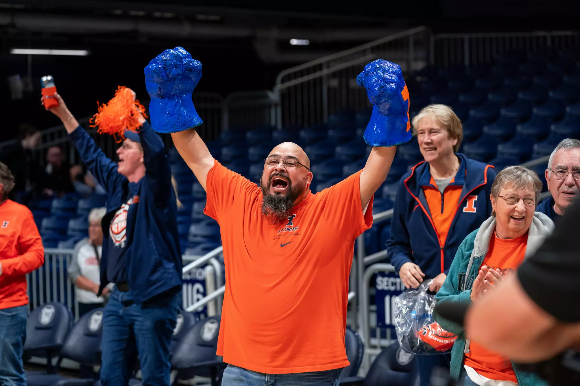 Indianapolis, IN - April 01, 2024 - Photos taken after the 2024 WBIT Final Four game between the Washington State Cougars and the Illinois Fighting Illini at Hinkle Fieldhouse in Indianapolis, IN. (Photo By Kevin Snyder /Illinois Athletics)
