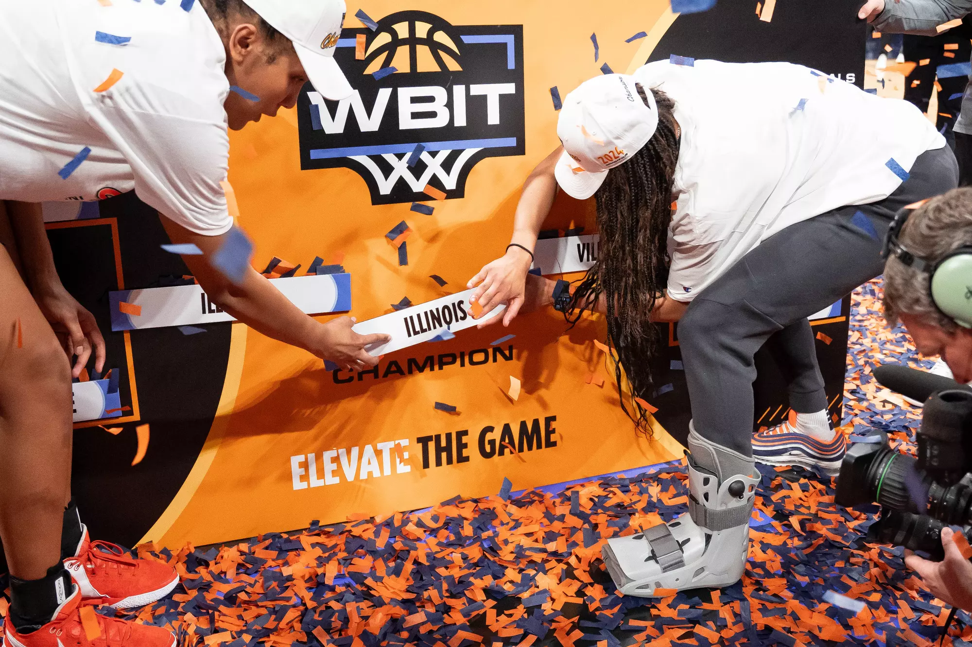 Indianapolis, IN - April 03, 2024 - Photos taken after the 2024 WBIT Championship game between the Villanova Wildcats and the Illinois Fighting Illini at Hinkle Fieldhouse in Indianapolis, IN. (Photo By Madison Dabrowski/Illinois Athletics)