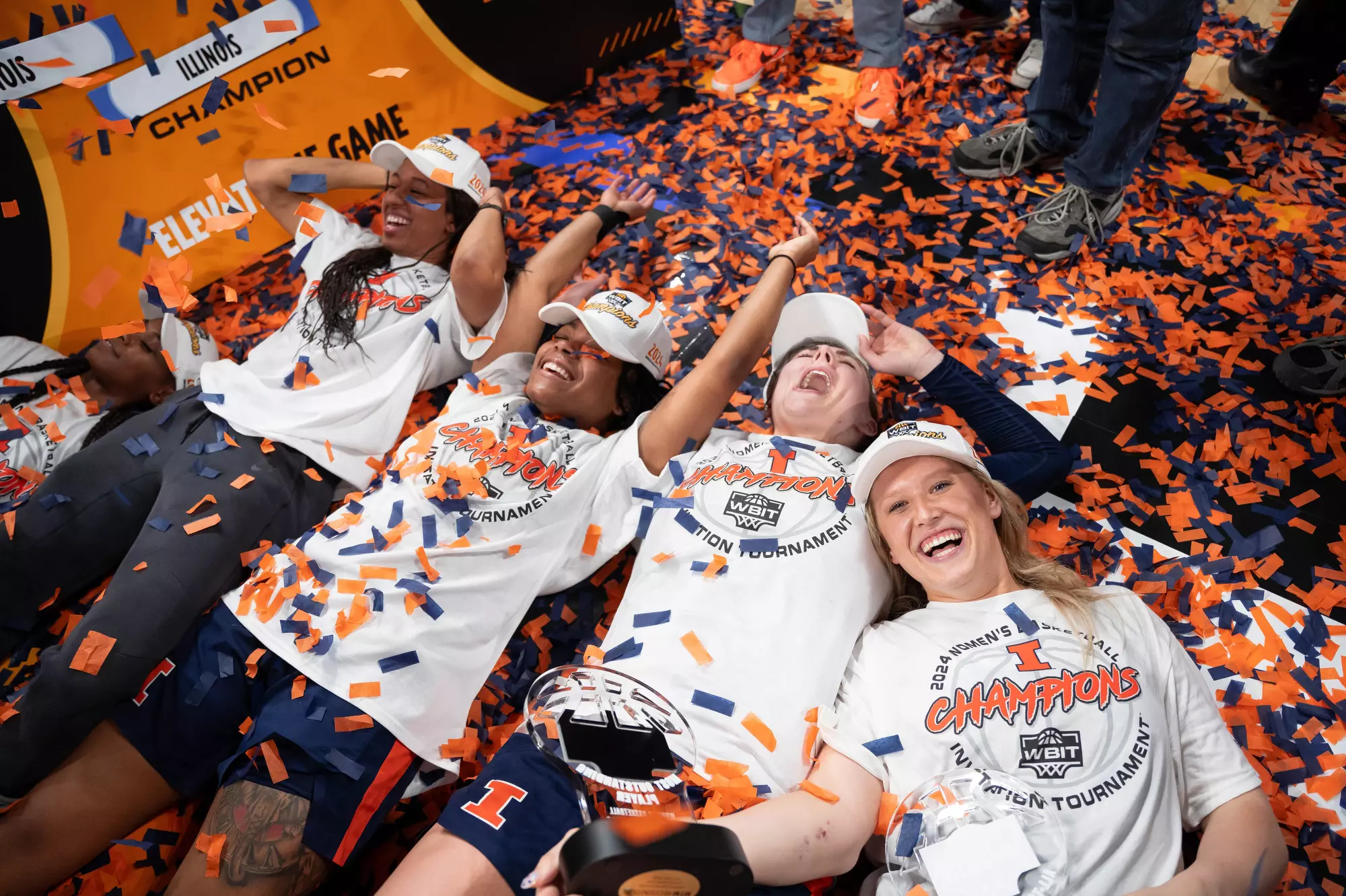 Indianapolis, IN - April 03, 2024 - Photos taken after the 2024 WBIT Championship game between the Villanova Wildcats and the Illinois Fighting Illini at Hinkle Fieldhouse in Indianapolis, IN. (Photo By Madison Dabrowski/Illinois Athletics)