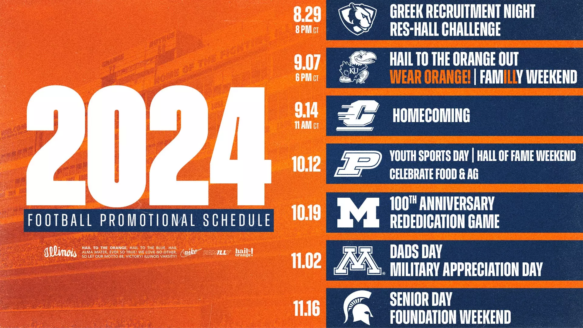 Fighting Illini Football Promotional Schedule Announced for 2024 - University of Illinois Athletics fighting-illini-football-promotional-schedule-announced-for-2024-university-of-illinois-athletics