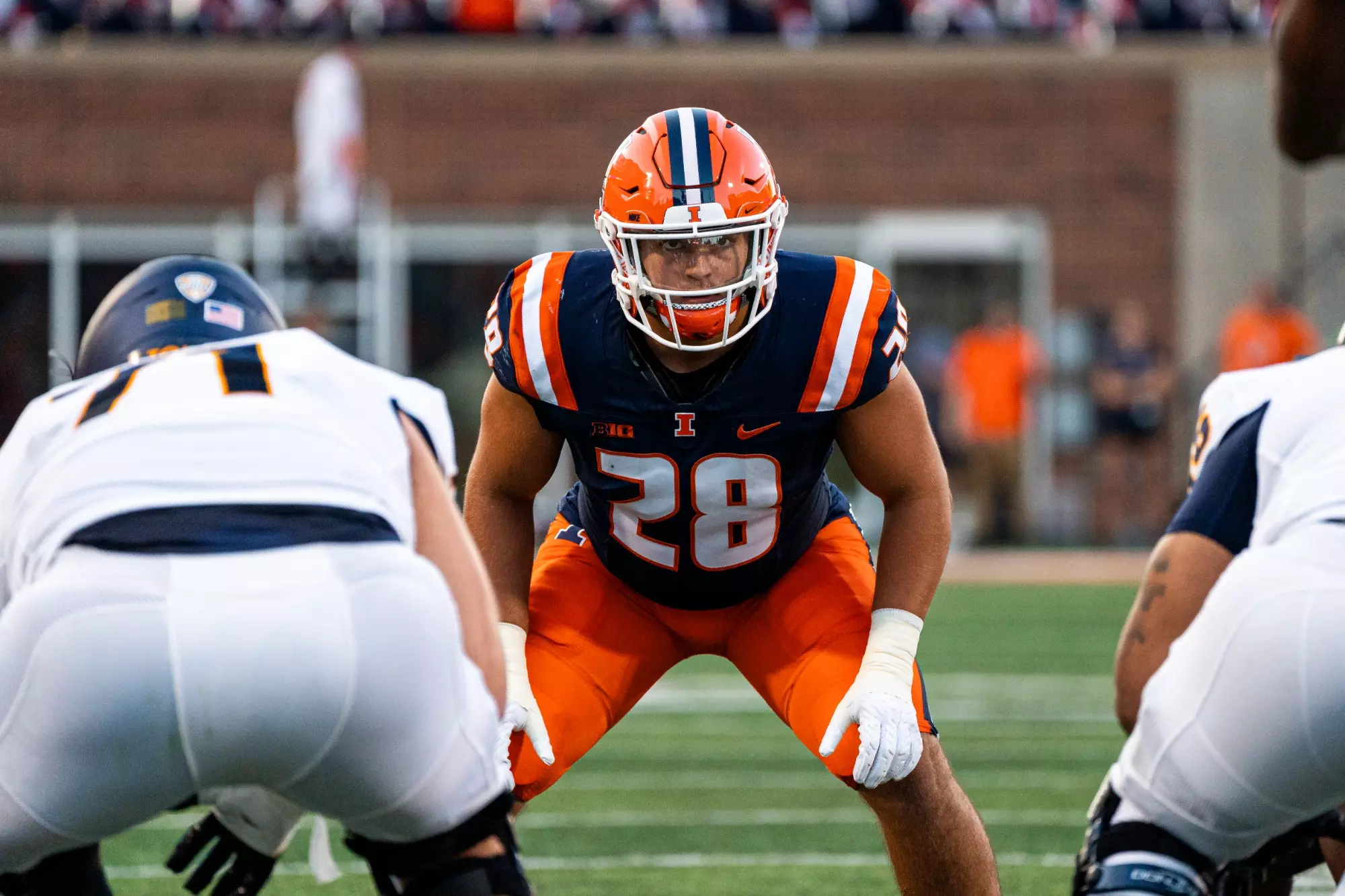 CHAMPAIGN, IL - September 03, 2023 - Illinois Linebacker Dylan Rosiek (#28) during the game between the Toledo Rockets and the Illinois Fighting Illini at Memorial Stadium in Champaign, IL. Photo By Patrick Pierson