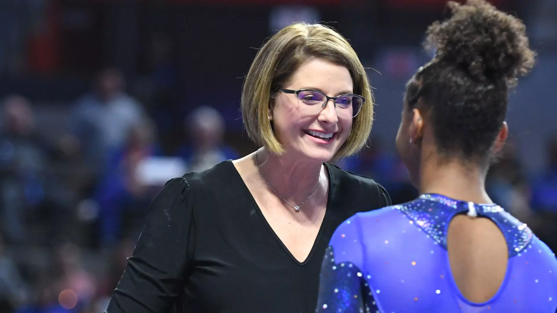 Florida Head Coach Jenny Rowland with Trinity Thomas - 2020