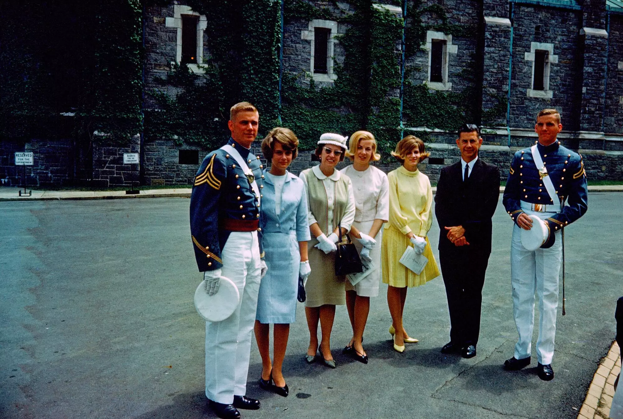 Gordon Treweek (Right) and roommate Bruce Foster '64 (Left), and the Foster family at Graduation