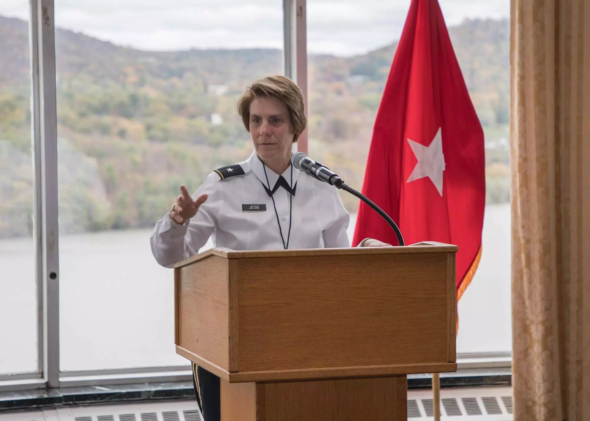 United States Military Academy officially kicked off its 27th Technical Symposium with opening remarks by BG. Cindy R. Jebb, Dean of the Academic Board . The event was held at the West Point club, West Point, New York on October 17, 2019. (Army photo by Tarnish Pride).