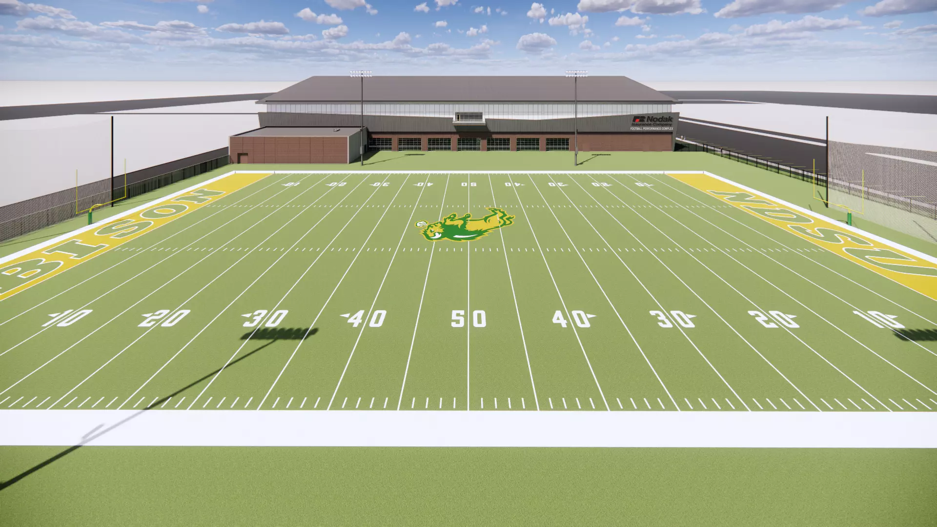 Nodak Insurance Company Football Performance Complex exterior looking west