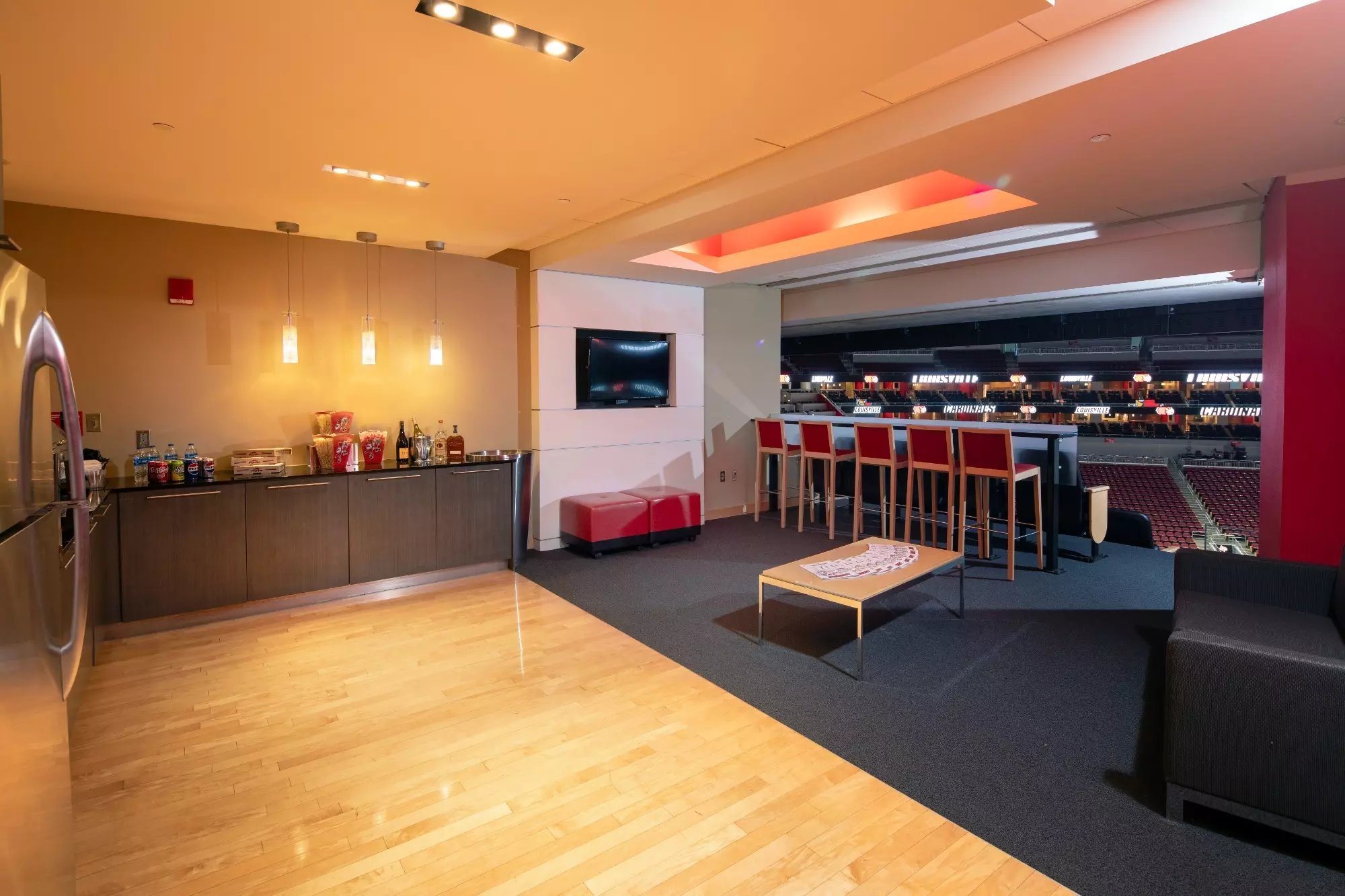 Experience a luxury experience with a 16-person suite at the KFC Yum! Center.