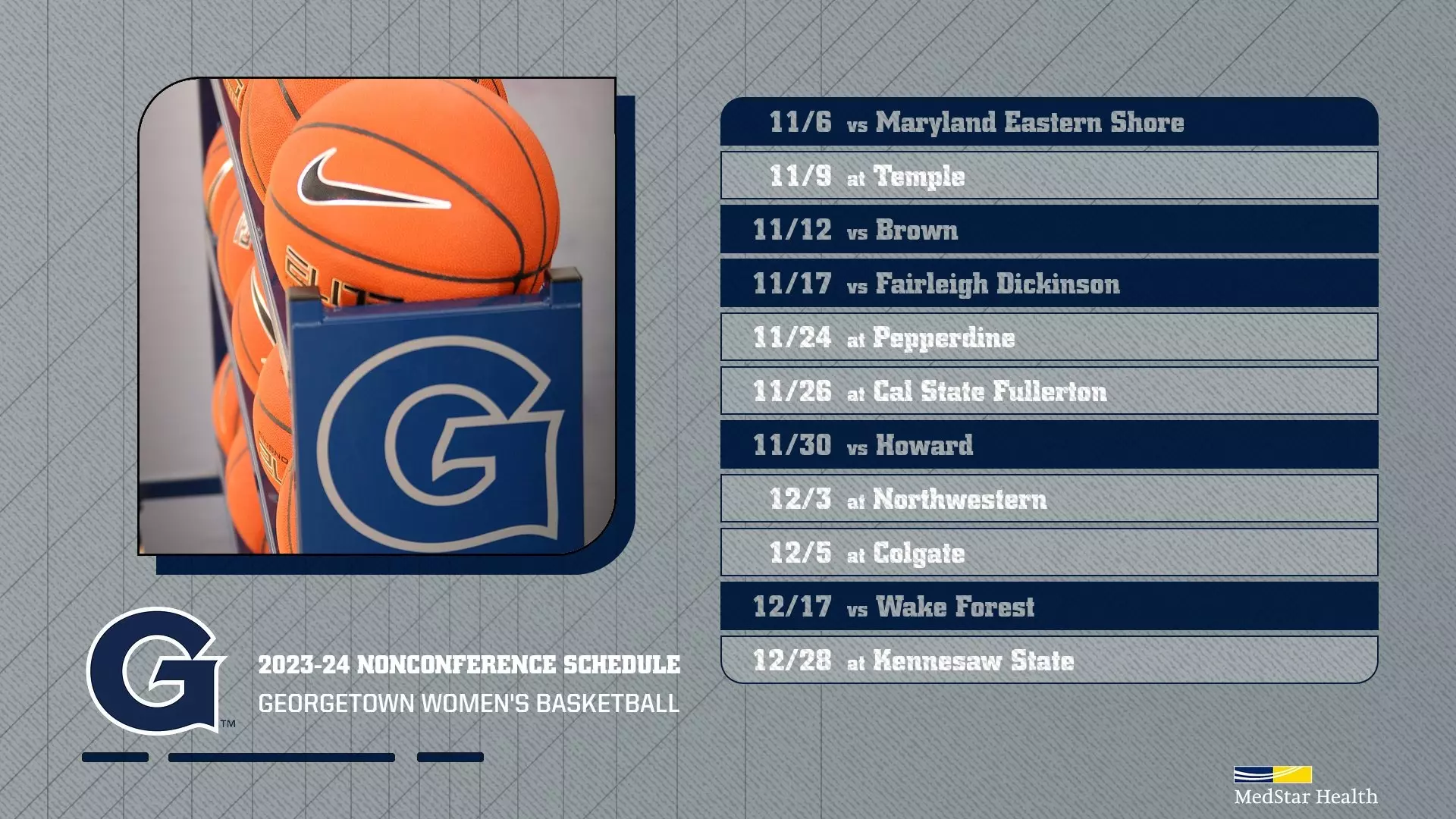 Women's Basketball Releases 2023-24 Nonconference Schedule Presented by MedStar Health - Georgetown University Athletics women-s-basketball-releases-2023-24-nonconference-schedule-presented-by-medstar-health-georgetown-university-athletics