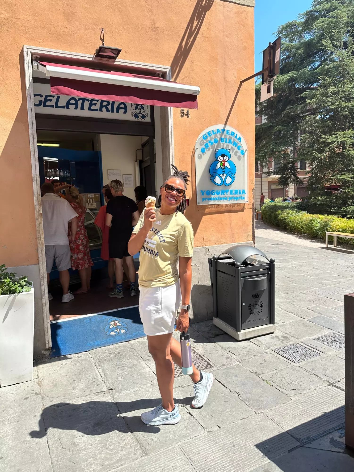 Adria Crawford enjoys gelato in Pisa, Italy