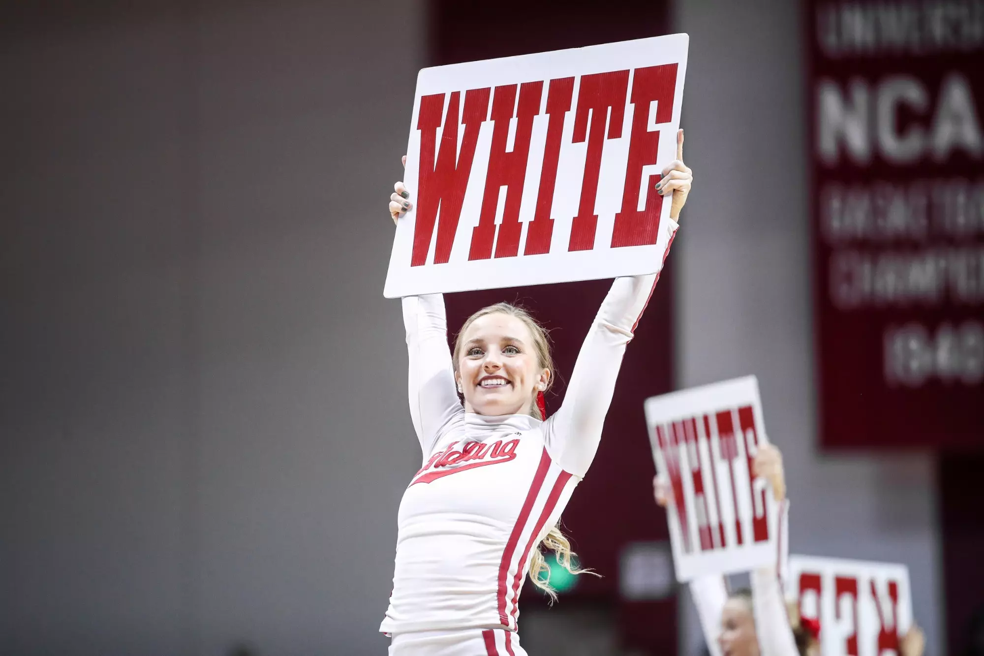 BLOOMINGTON, IN - November 23, 2022 - Cheerleader during the game between the Little Rock Trojans and the Indiana Hoosiers at Simon Skjodt Assembly Hall in Bloomington, IN. Photo By \KCF#2\