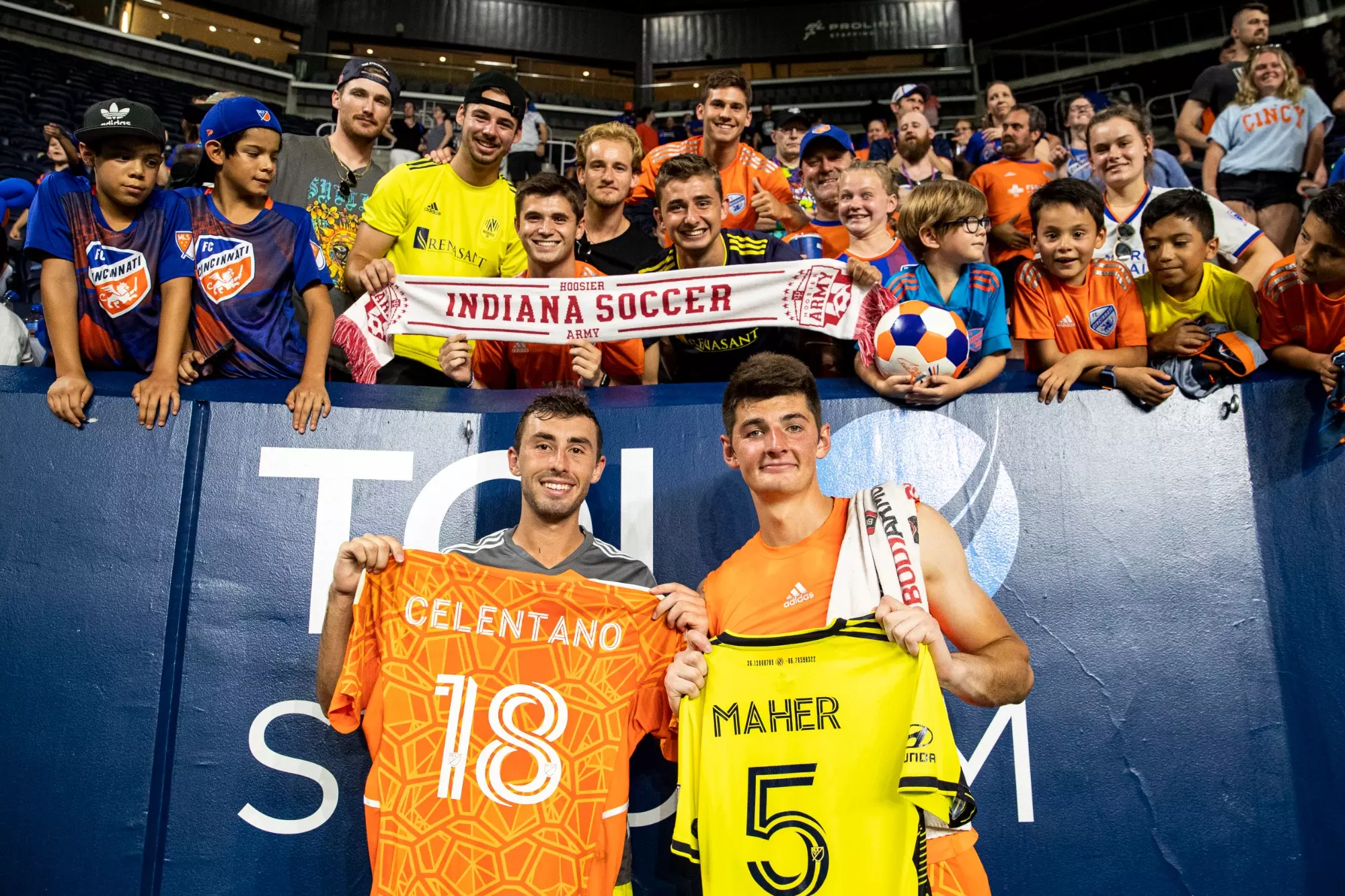 CINCINNATI, OH - JULY 23, 2022 - Roman Celentano and Jack Maher during the match between FC Cincinnati and Nashville SC at TQL Stadium in Cincinnati, OH. Photo By Gracie Farrall/Indiana Athletics