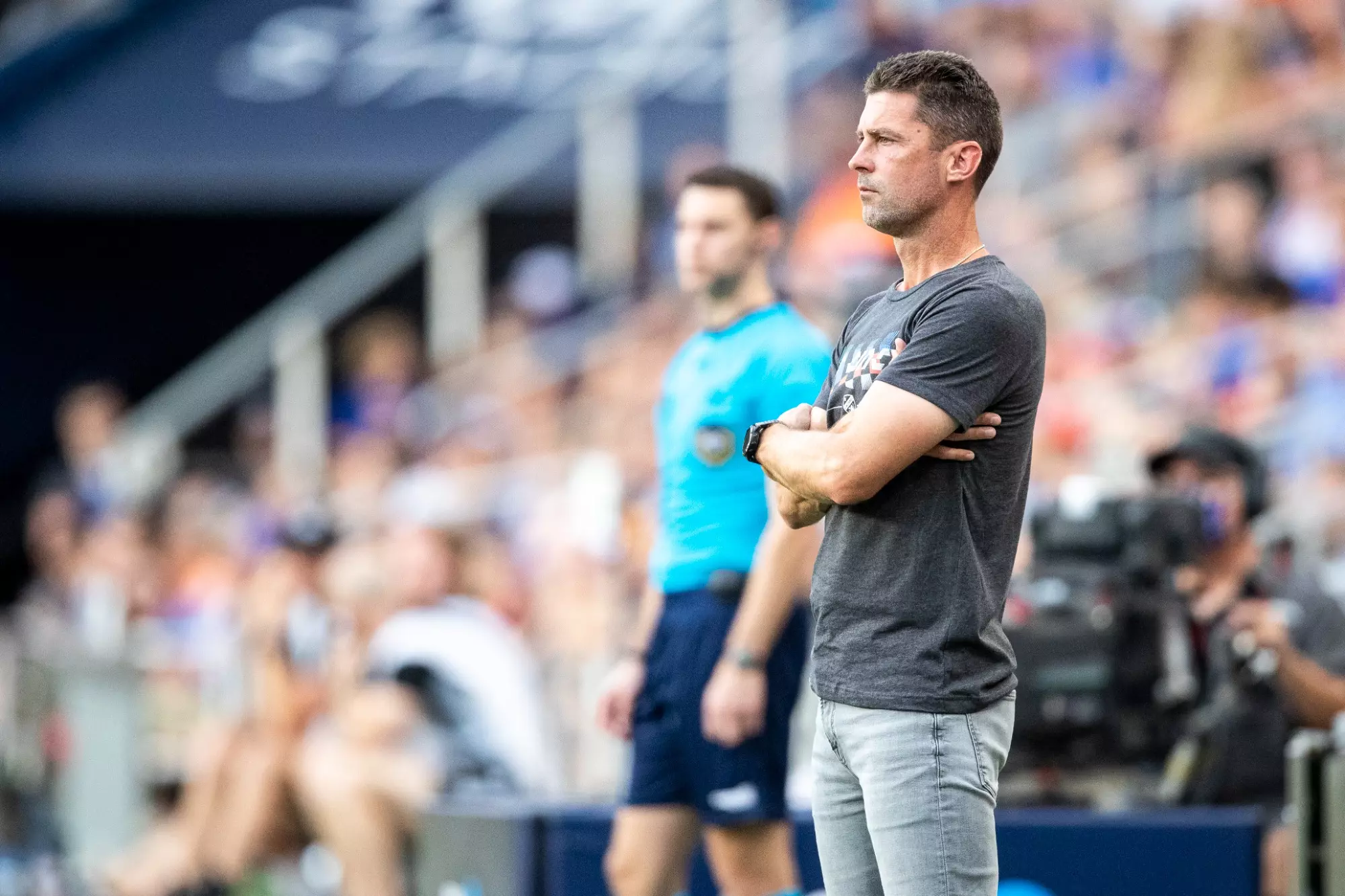 CINCINNATI, OH - JULY 23, 2022 - Pat Noonan during the match between FC Cincinnati and Nashville SC at TQL Stadium in Cincinnati, OH. Photo By Andrew Mascharka/Indiana Athletics
