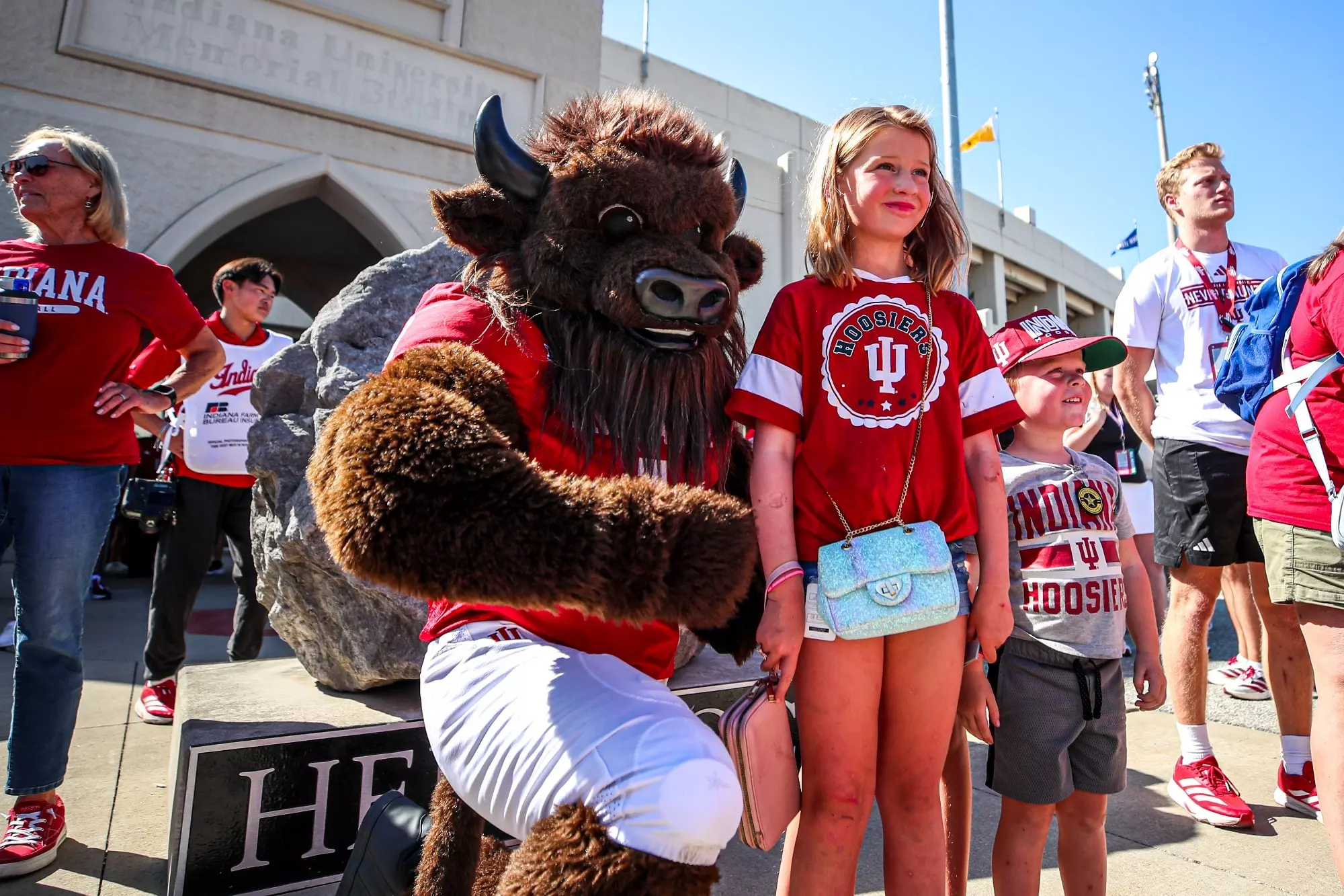 BLOOMINGTON, IN - September 12, 2025 - Hoosier the Bison during the game between the Indiana State Sycamores and the Indiana Hoosiers at Merchants Bank Field at Memorial Stadium in Bloomington, IN. Photo By Benjamin Harper/Indiana Athletics