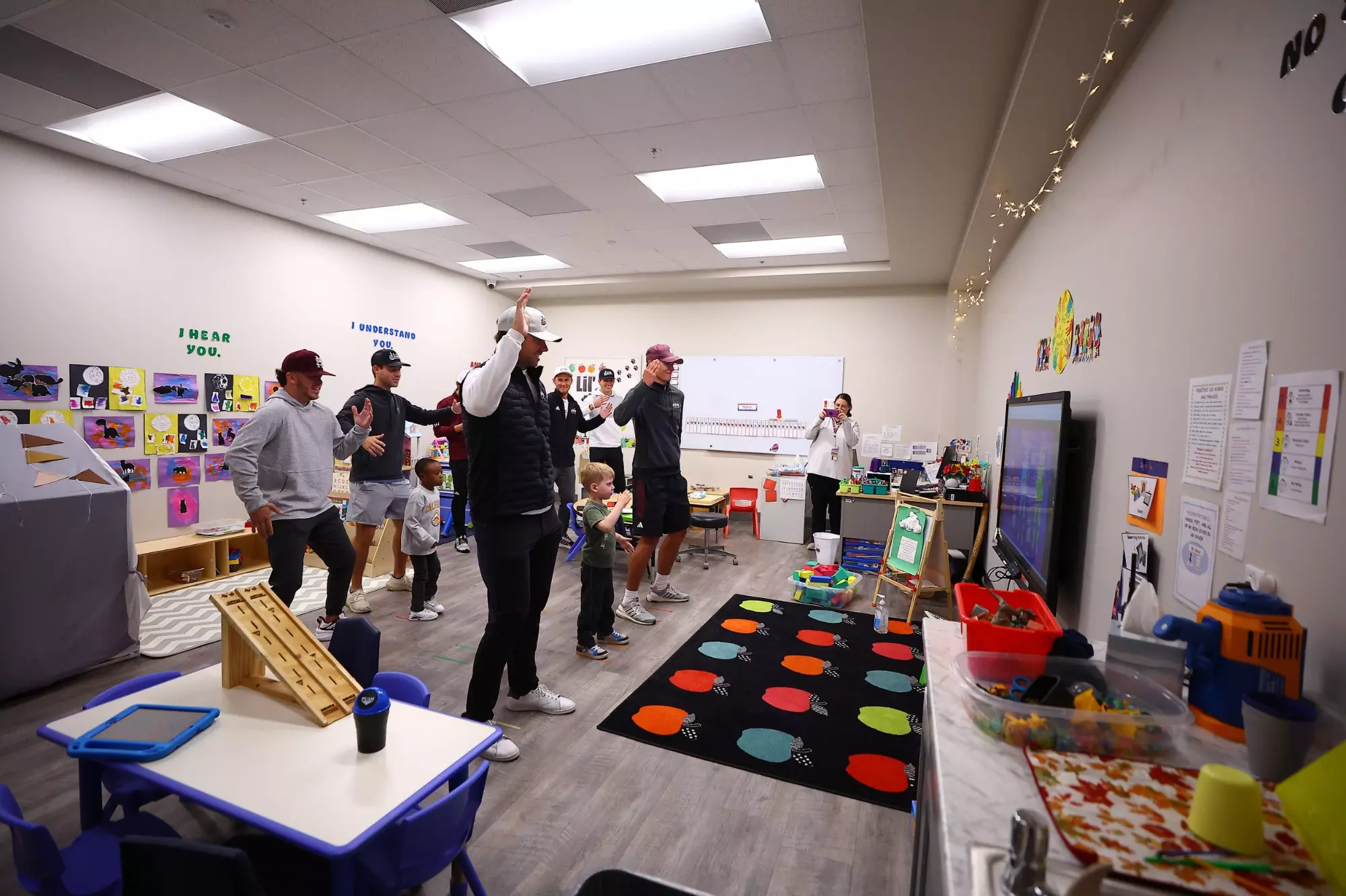 WEST POINT, MS - March 25, 2024 - The Mississippi State Men?s Golf Team during Access at the TK Martin Center For Technology and Disability in Starkville, MS. Photo By Bailey Black