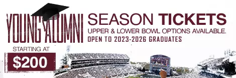 2026 Young Alumni Football Tickets promo ad
