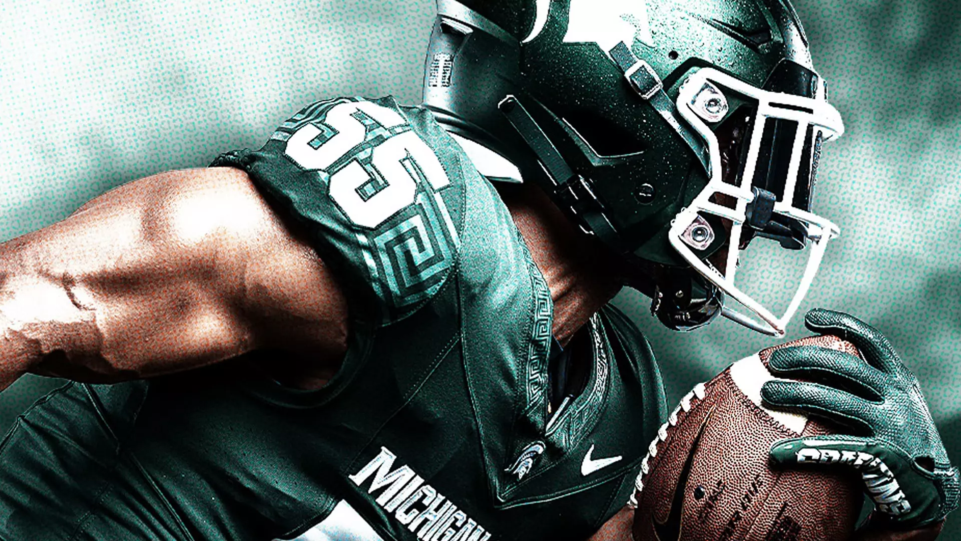 Photo of football player running to the right