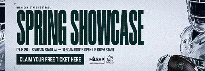 2026 Football Spring Showcase Graphic showing the the event is on April 18 and you can click the image to download your free tickets.