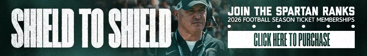 Graphic promoting football season tickets with a photo of Pat Fitzgerald