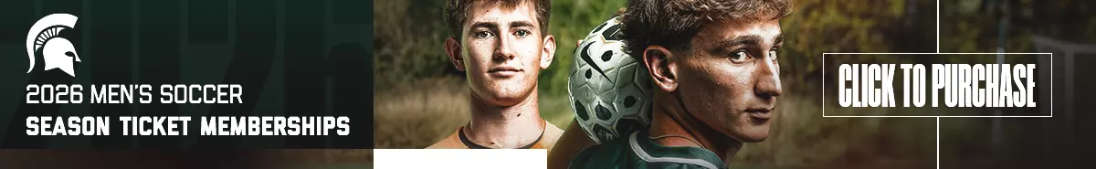 2026 Men's Soccer Season Ticket Membership On Sale with a photo of a player and a call to action to click the image