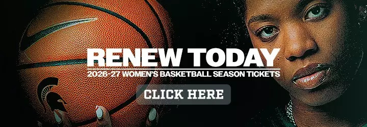 Women's Basketball Season Ticket Membership Renewal with a photo of a athlete
