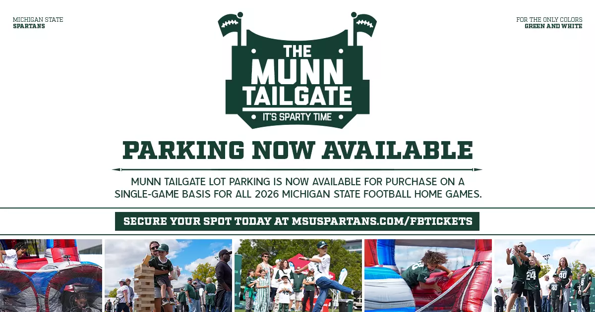 2026 Munn Tailgate graphic showing photos of fans tailgating