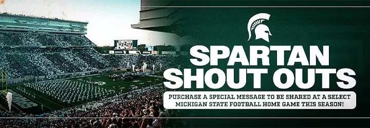 Spartan Shoutout header Graphic with a photo of Spartan Stadium