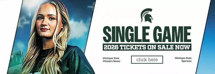 Women's Soccer Single Game Tickets on sale with a photo of a player