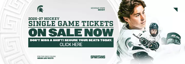 Hockey Single Game Tickets On Sale Graphic with a photo of a player