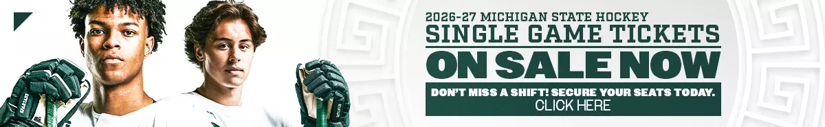 Hockey Single Game Tickets On Sale Graphic with a photo of a player