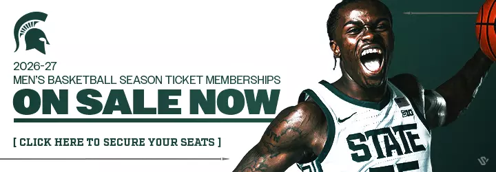 Men's Basketball Season Tickets On Sale Graphic with a photo of a basketball player