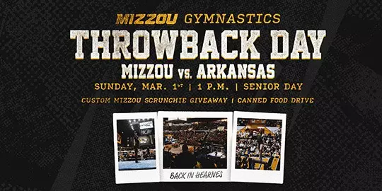 GYM vs. Arkansas March 1, 1:00 PM, Throwback Theme