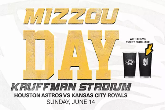 Mizzou Day at Kauffman Stadium on June 14. With the purchase of a theme ticket, you will get a co-branded Mizzou and Royals tumbler.