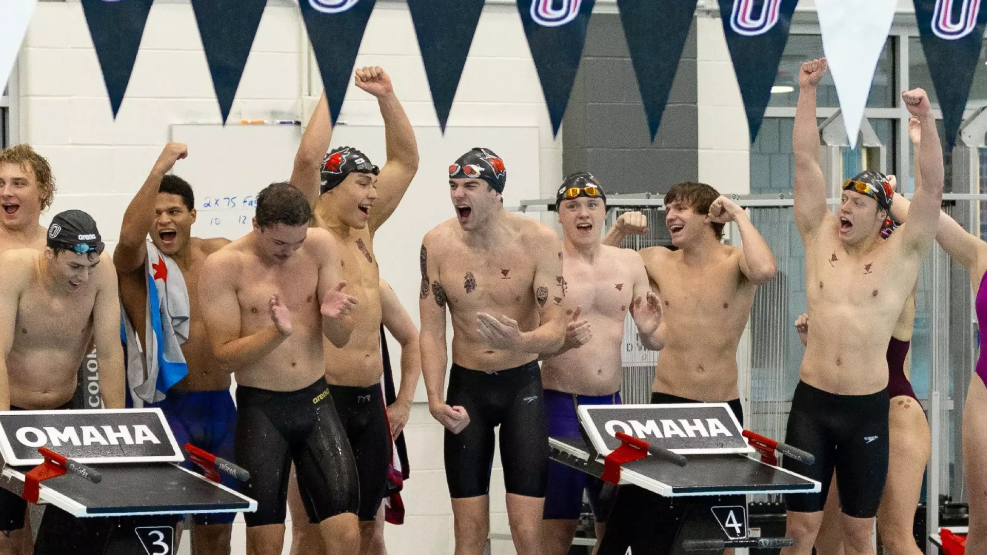 Men's swimming celebration