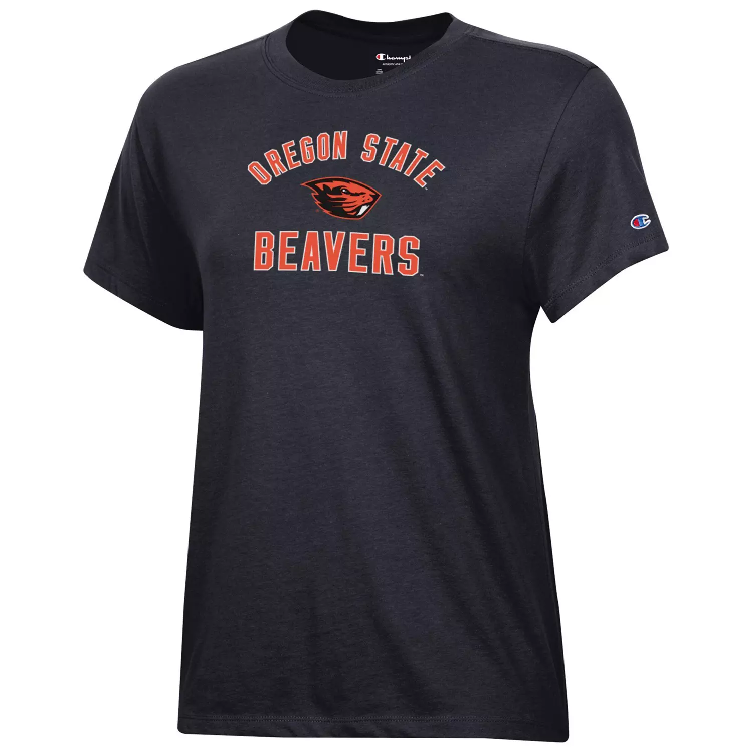 Image of Women's Champion Black Oregon State Beavers Core T-Shirt