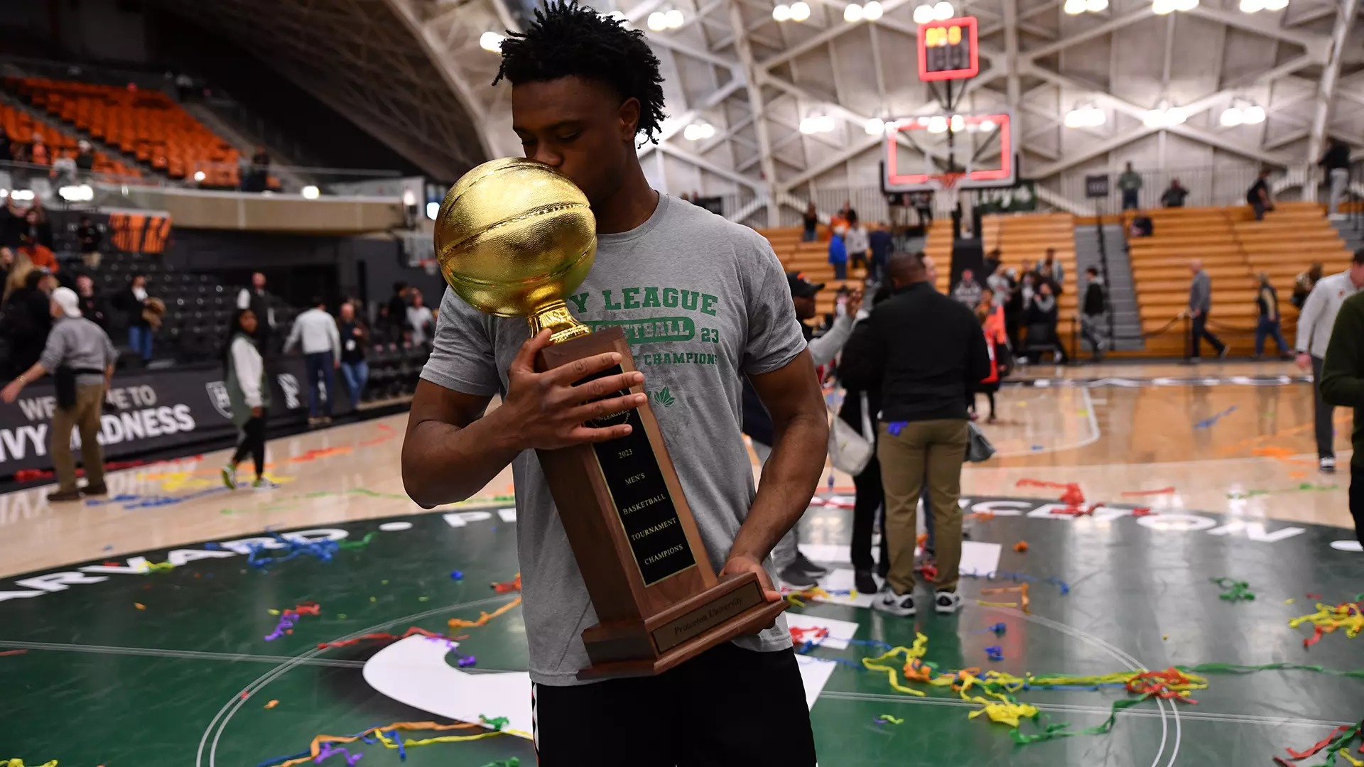 Keeshawn Kellman with the Ivy League Trophy