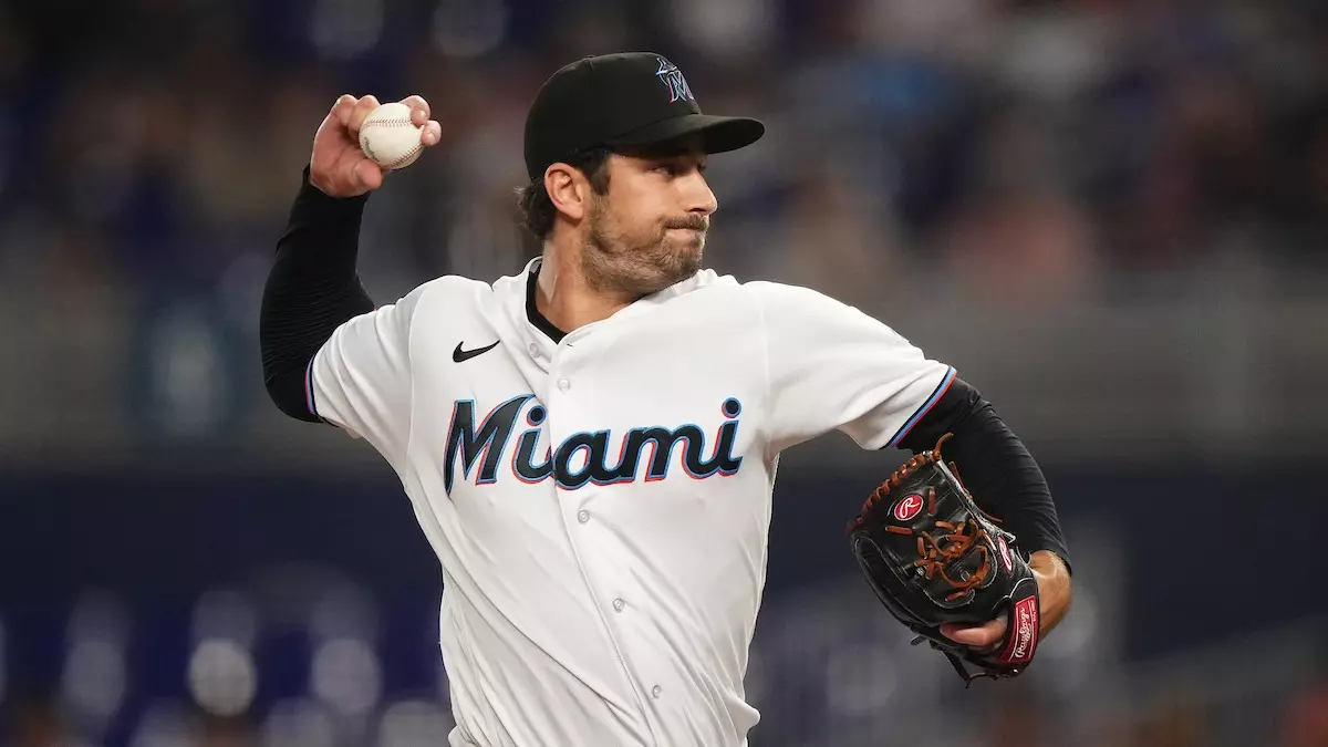 MIAMI, FL - MAY 30: JT Chargois #84 of the Miami Marlins delivers a pitch in the game against the San Diego Padres at loanDepot park on May 30, 2023 in Miami, Florida. (Jasen Vinlove/Miami Marlins/Getty Images)
