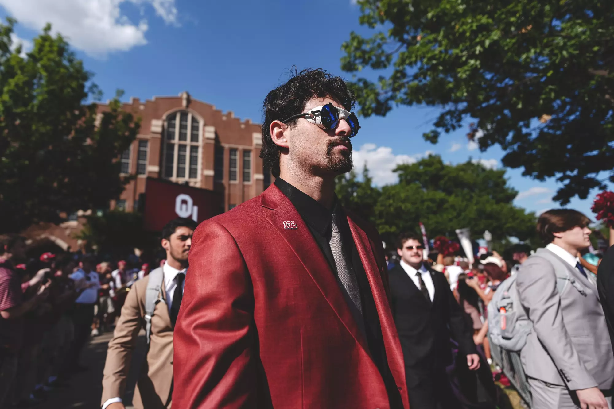 NORMAN, OK - September 19, 2026 - Oklahoma Tight End Rocky Beers (#81) during Walk of Champions prior to the game between the New Mexico Lobos and the Oklahoma Sooners at Gaylord Family - Oklahoma Memorial Stadium in Norman, OK. Photo By Peyton Martin/University of Oklahoma