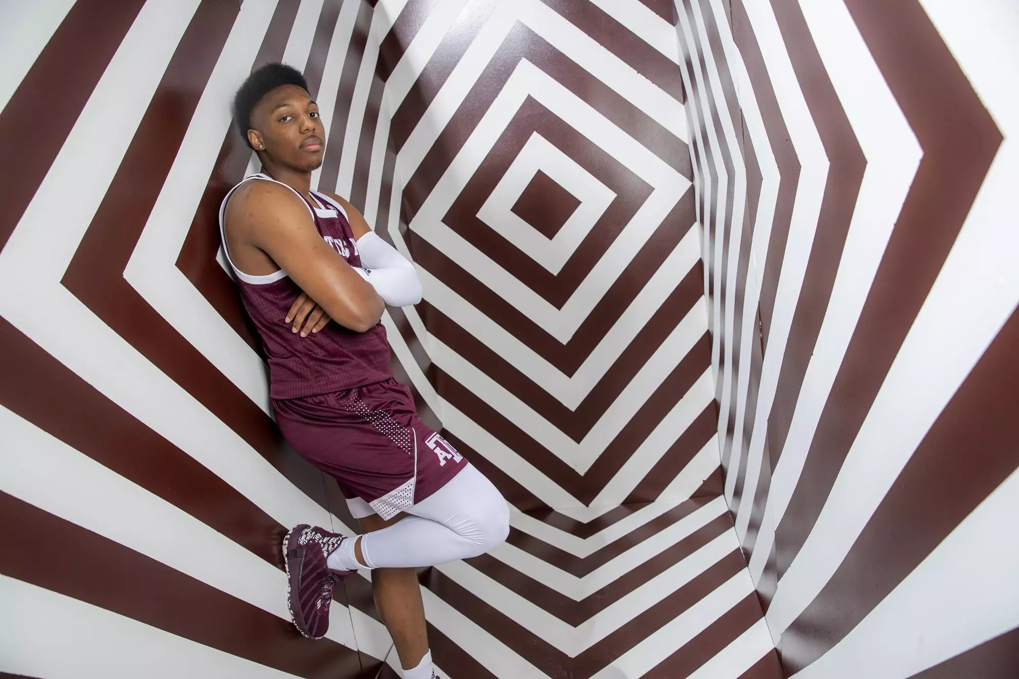 COLLEGE STATION, TX - July 14, 2021 - #4 Wade Taylor IV of the Texas A&M Aggies during Men’s Basketball Photo Day in College Station, TX. Photo By Craig Bisacre/Texas A&M Athletics